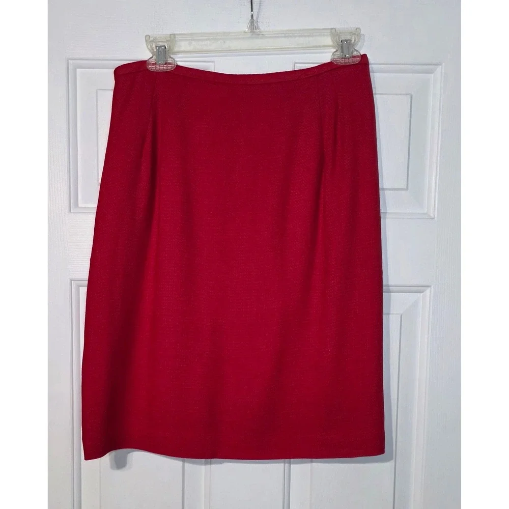 Metro Collection New York Vintage Red Textured Pencil Skirt Size 10 Made in USA‎